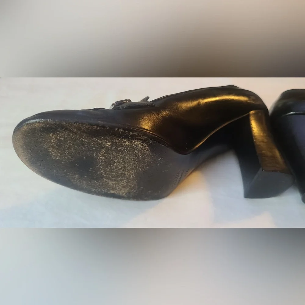 Prada Black Leather Vintage Women's Heels